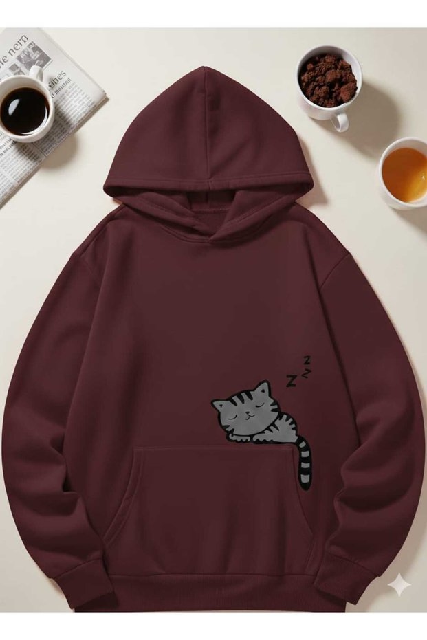 Unisex Men'S/Women's Colorful Cepkedi̇ Custom Printed Cotton Oversize Hooded Sweatshirt