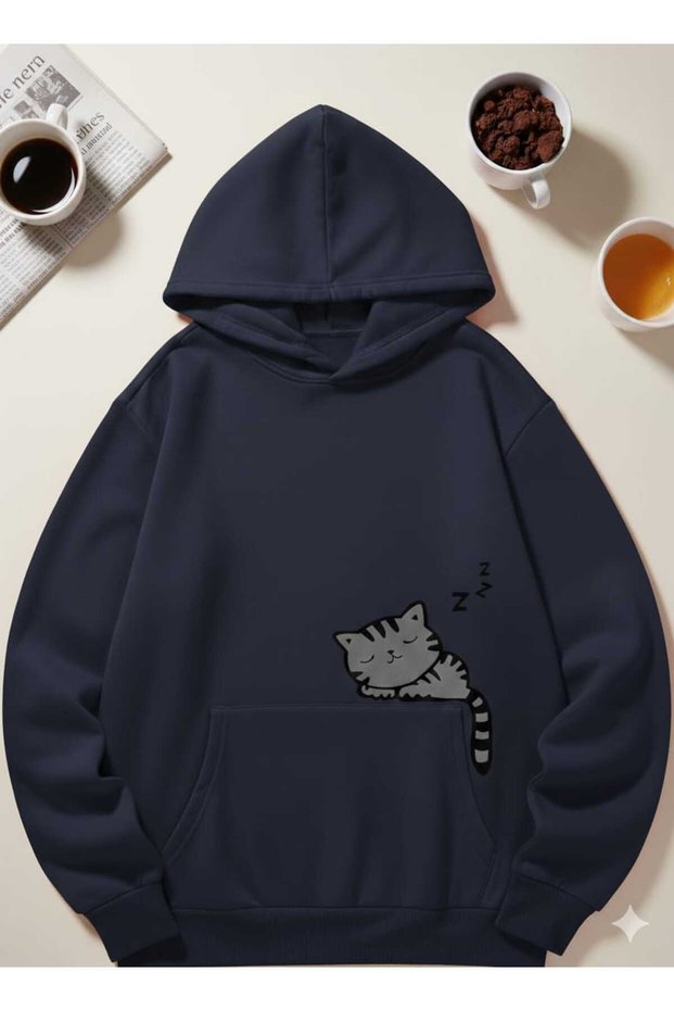 Unisex Men'S/Women's Colorful Cepkedi̇ Custom Printed Cotton Oversize Hooded Sweatshirt