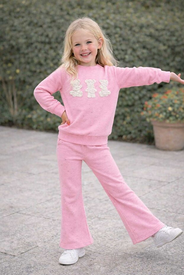 Soft and Flexible Girls' Set with Teddy Bear and Stone Detail