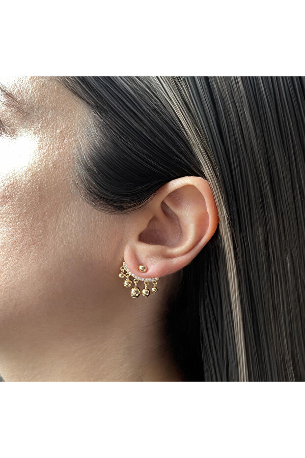 أقراط متدلية صغيرة مزدوجة الجوانب مكونة من 5 قطع - 1