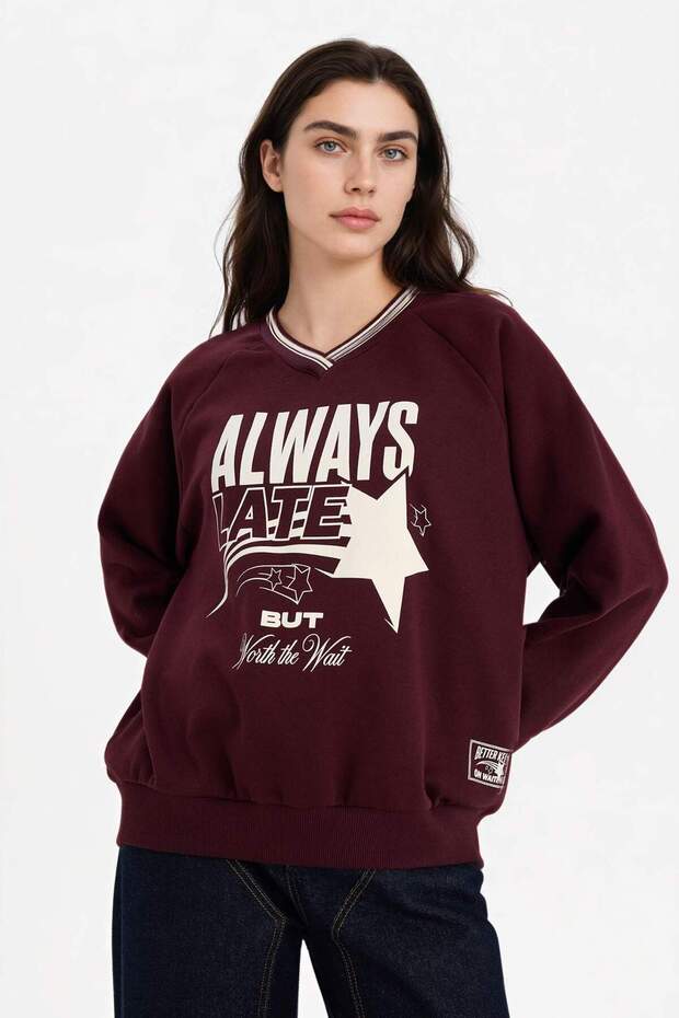 Oversıze Baskılı Sweatshirt G9598AX26SP - 3