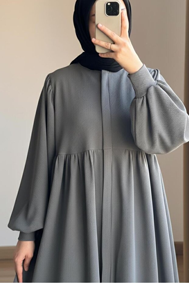 Asya Triko Ferace - Gri - 3