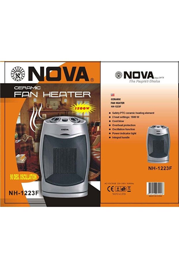 Ceramic Fan Heater NH-1223F 1500W Electric Room Heater with Oscillation Function, PTC Heating,