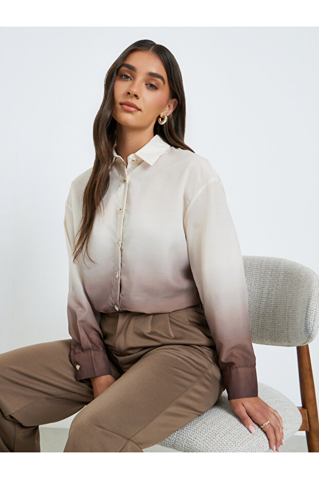 Women Printed Ombre Ombre Button-Down Shirt
