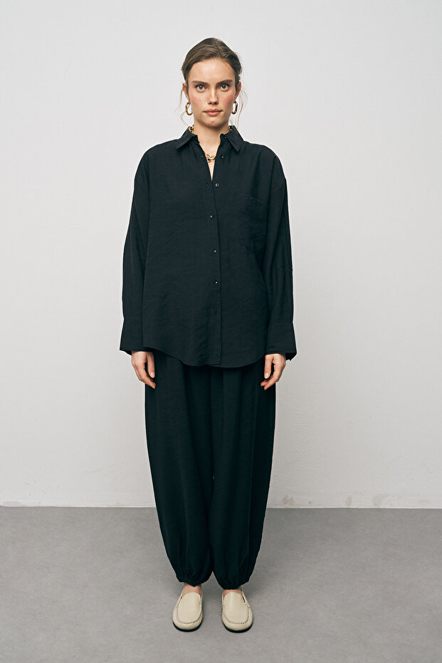 Kadın Düz Renk Basic Gömlek - 3