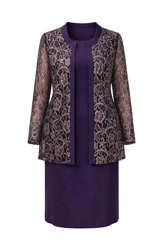 Dantel Ceketli Elbiseli Takım - 1