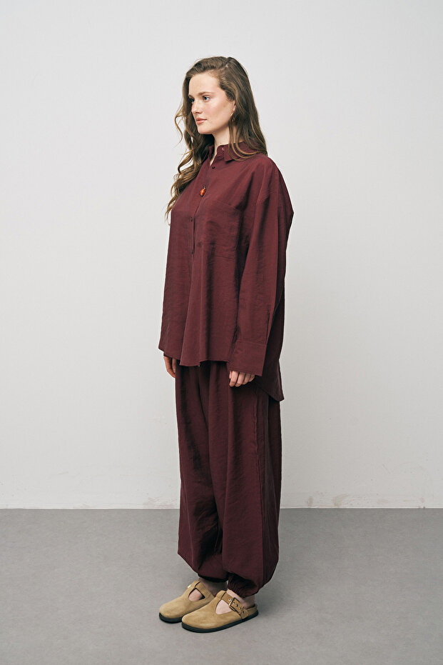 Kadın Düz Renk Basic Gömlek - 4