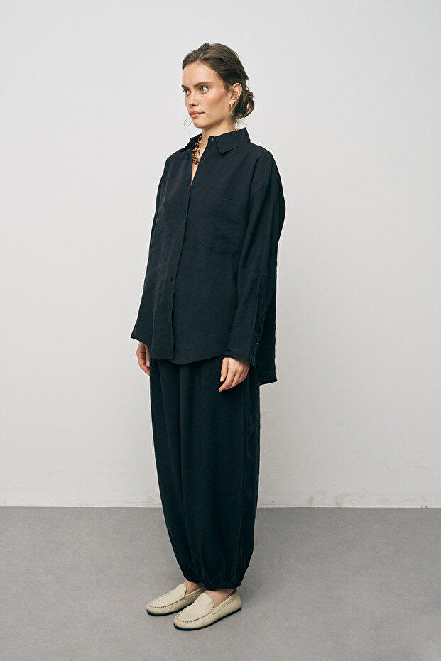 Kadın Düz Renk Basic Gömlek - 4