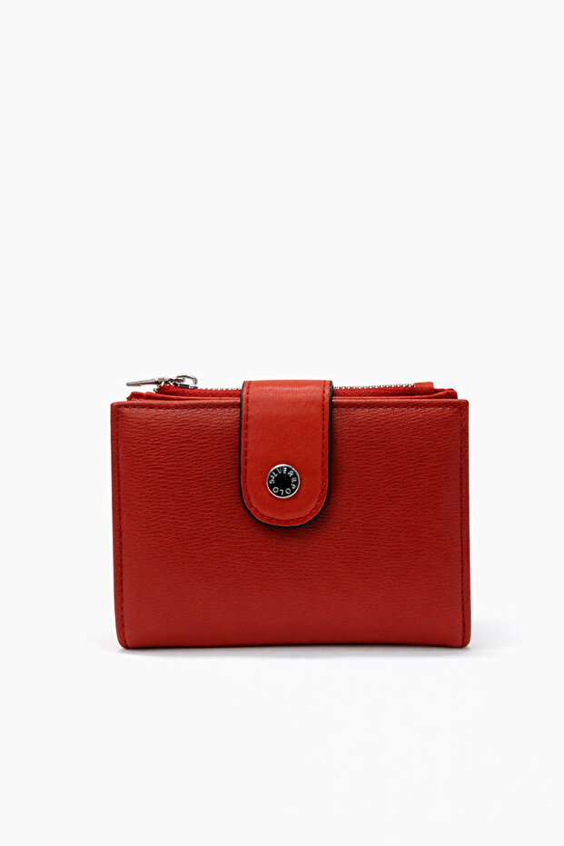 Silver Polo Women's Wallet Patterned Red 1107