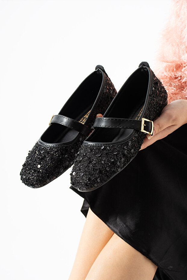 Siyah Pullu Babet Günlük Ayakkabı - 5