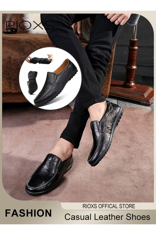 Mens Business Formal Shoes, Faux Leather Shoes, Round Toe Fashion Oxford Flat Shoes, Slip-on Loafers