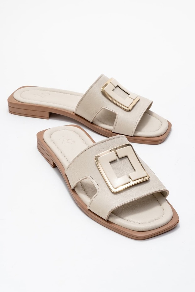 Harville Women's Genuine Leather Slippers Beige