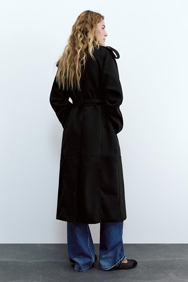 Uzun dökümlü trençkot - 3