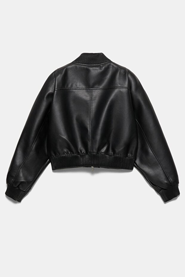 Suni deri bomber ceket - 8