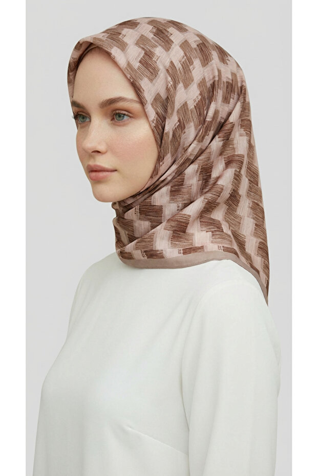 Eșarfă din raion cu model mozaic - 1