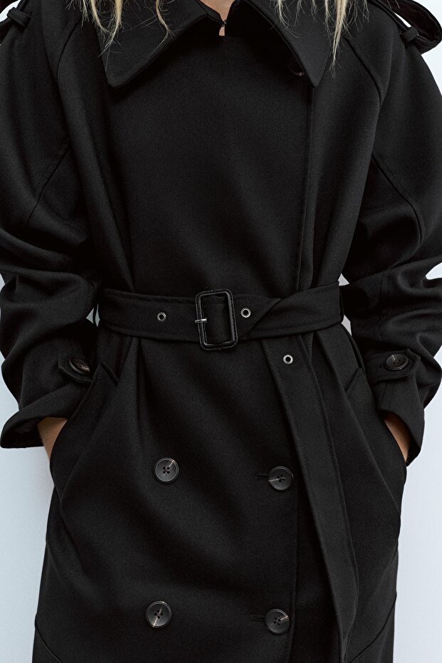 Uzun dökümlü trençkot - 5