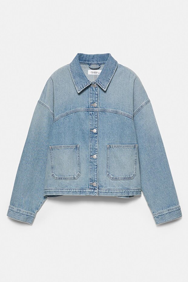 Boxy kesim denim ince ceket - 7