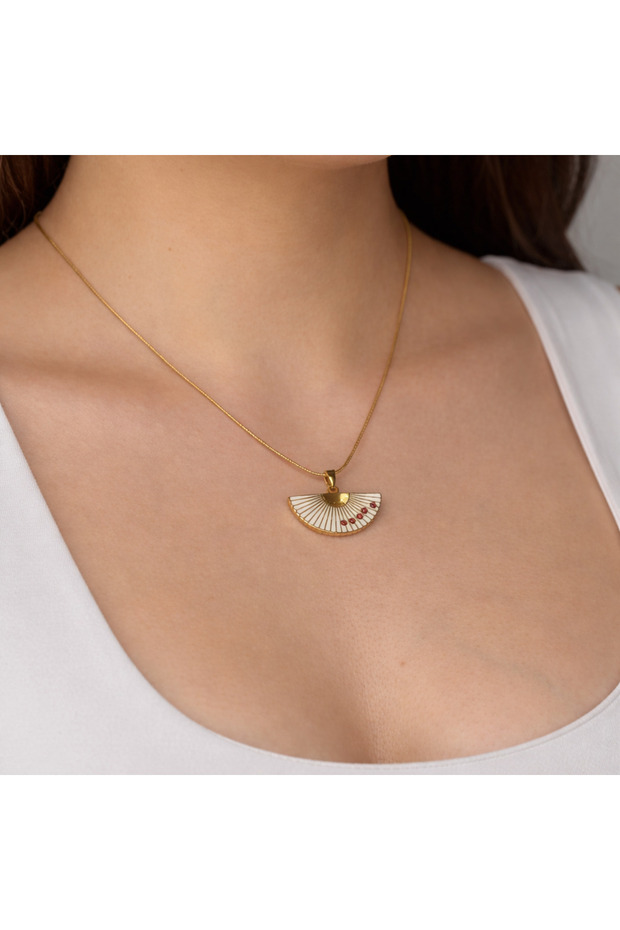 Beyaz Yelpaze Kolye - 4