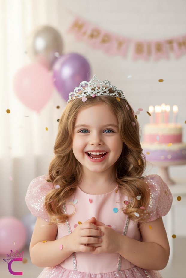 Zircon Stone Girls' Princess Crown Silver Model10 - Birthday Party Wedding Henna Hairband Buckle