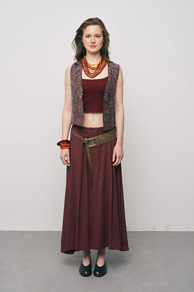 Women's Modal Handcrafted Sequin and Embroidered Crop Vest
