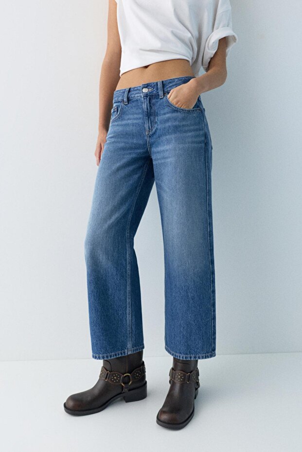 Düşük bel culotte pantolon jean - 3