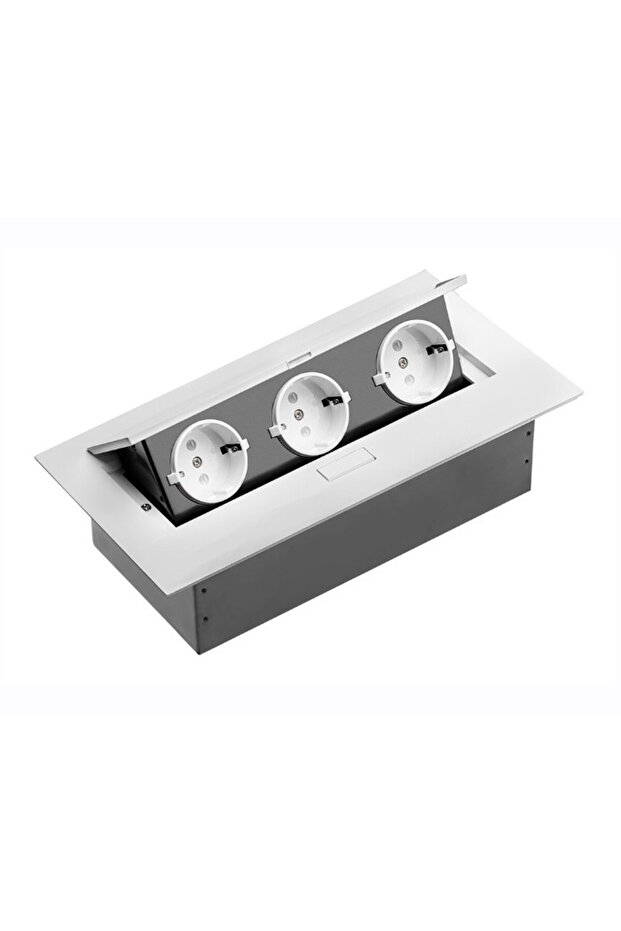 Rectangular Socket, 3 xSchuko, Aluminum - 3