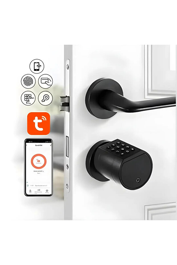 Silindir Barelli Çelik Kapı Kolu Tuya Uyumlu | OBG0285 - 2