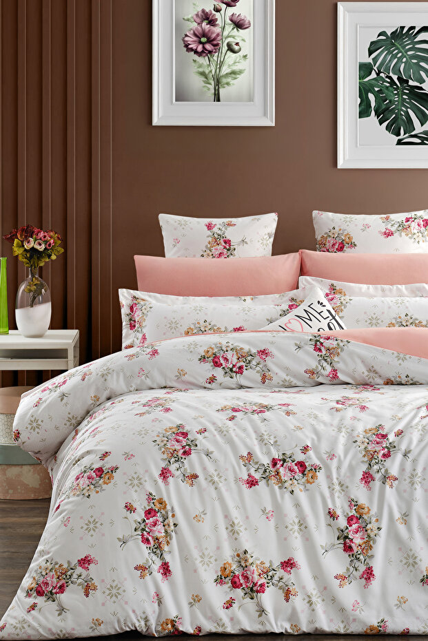 Double-Sided Single Duvet Cover Set with Elastic Sheet Lady