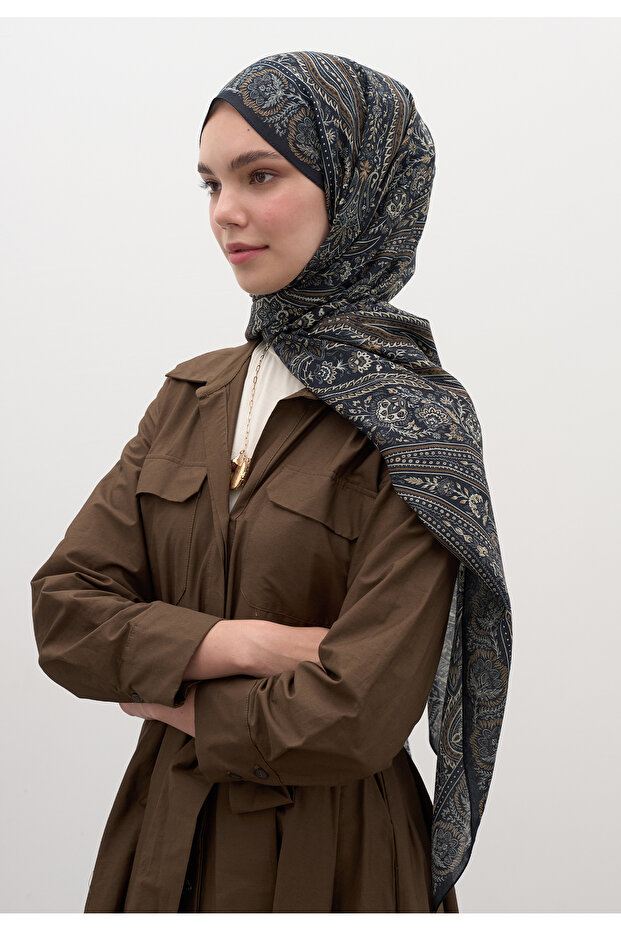 شال بنقشة بيترا أسود - 2