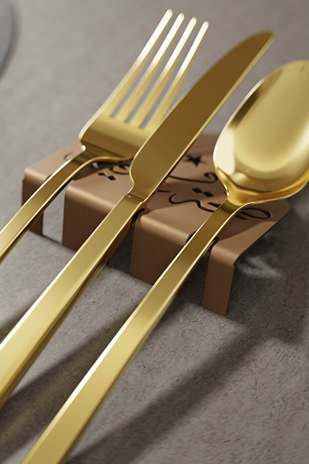 6-Piece Arabic Written Ramadan Metal Cutlery Holder - Metal Islamic Home Tableware Decoration
