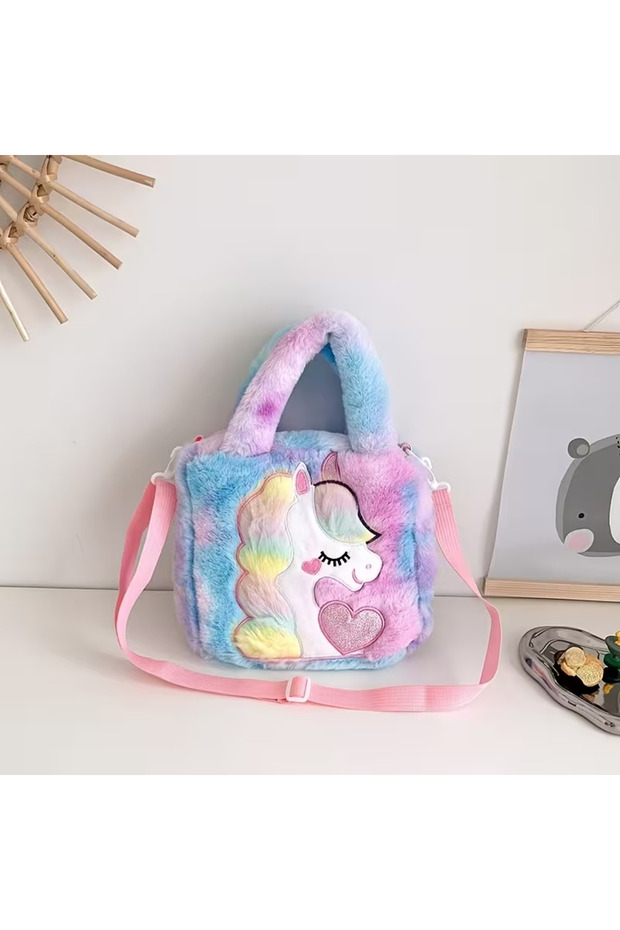 Sevimli Unicorn Peluş Çanta - 1