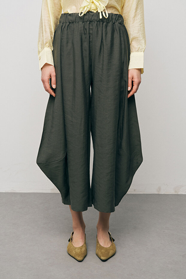 Women's Solid Color Modern Shalwar Trousers with Elastic Waist