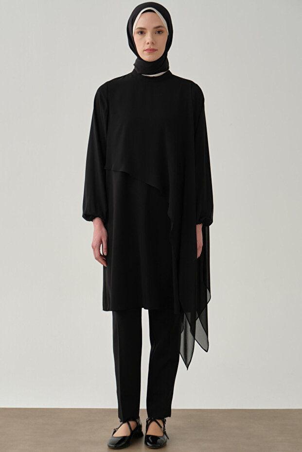 Yüksek Bel Basic Pantolon - Siyah - 1