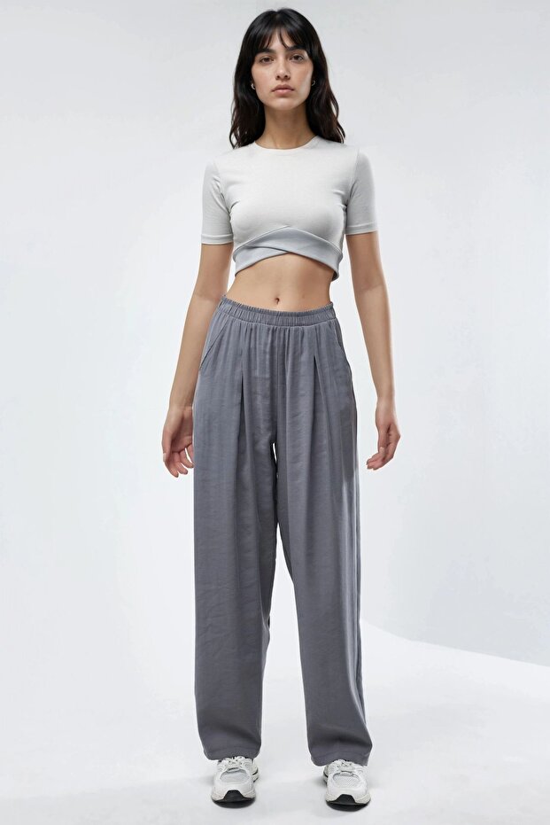 BUSEM Geniş Paçalı Pileli Pantolon - 8