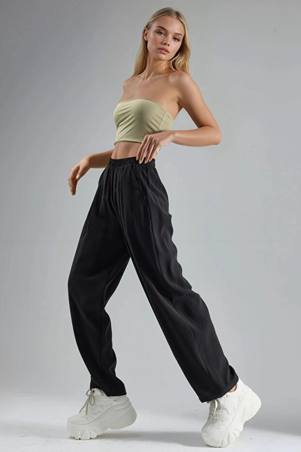 BUSEM Geniş Paçalı Pileli Pantolon - 5