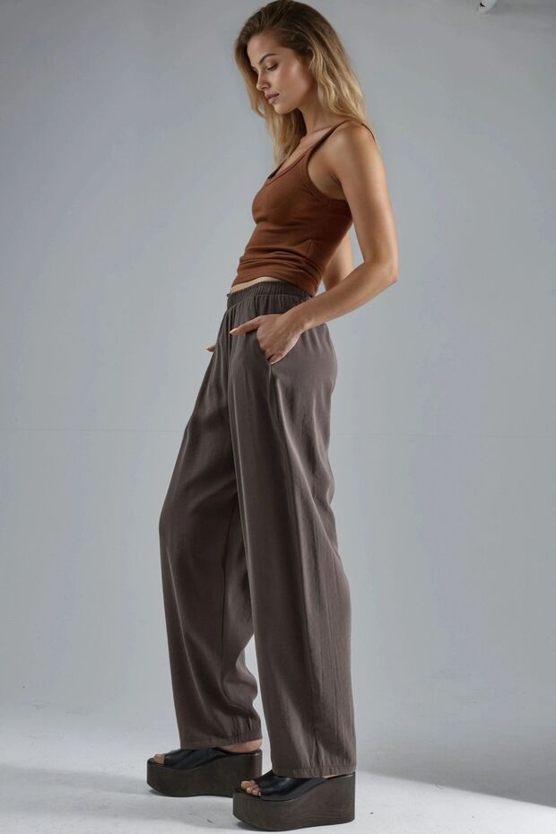 BUSEM Geniş Paçalı Pileli Pantolon - 2