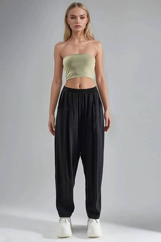 BUSEM Geniş Paçalı Pileli Pantolon - 7