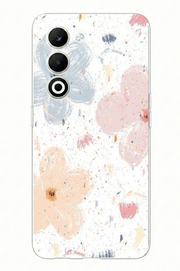 Oppo A5 4g Compatible Pastel Abstract Flower and Stain Pattern Printed Silicone Case