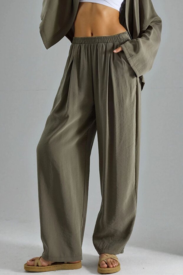 BUSEM Geniş Paçalı Pileli Pantolon - 1