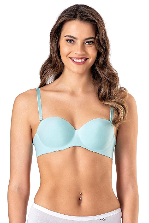 Women's Green Strapless Stitch-Free Push-Up Bra