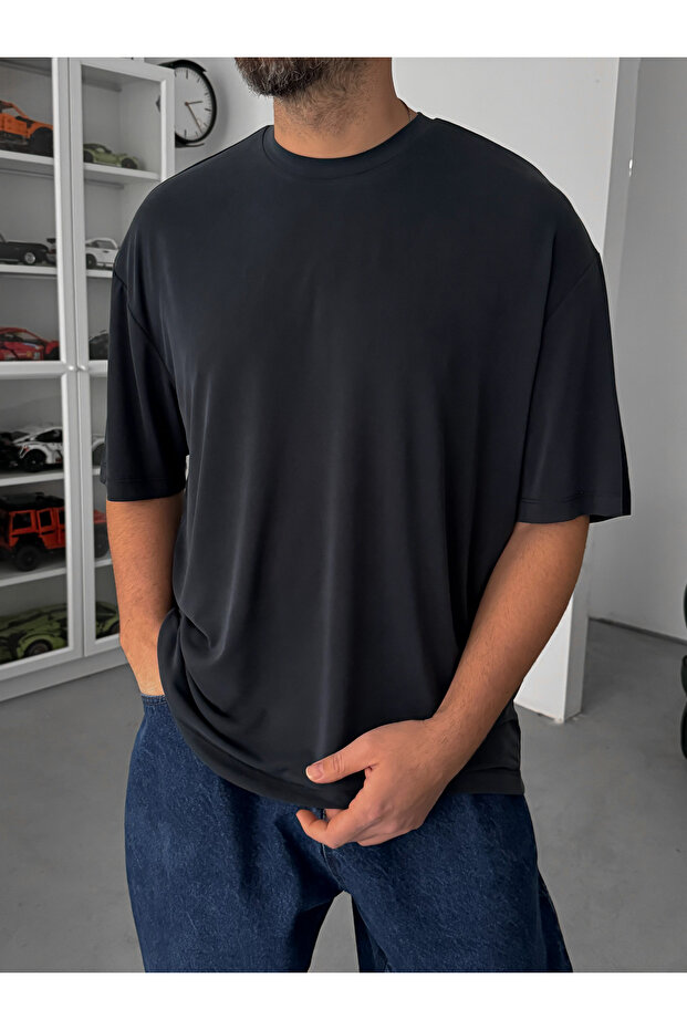 Antrasit Modal Kumaş Oversize T-Shirt TW-1077 - 1