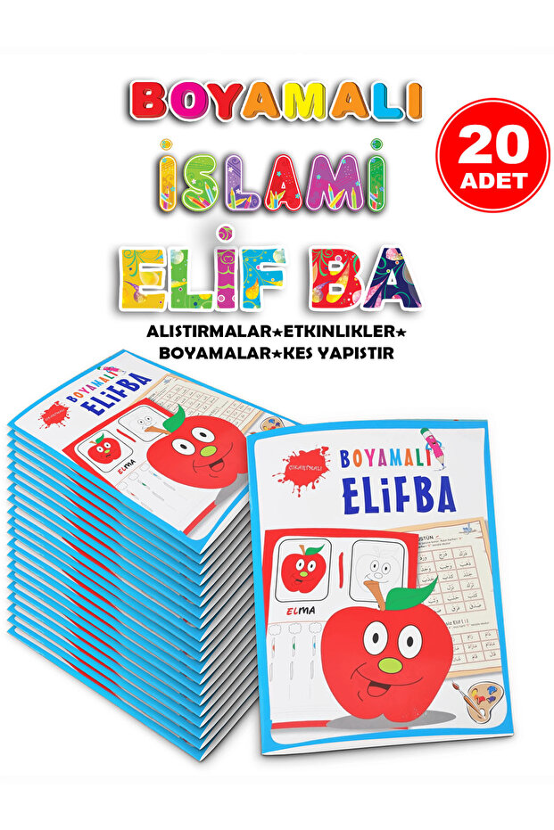 Stickered and Painted Apple Elifba 20 Pieces