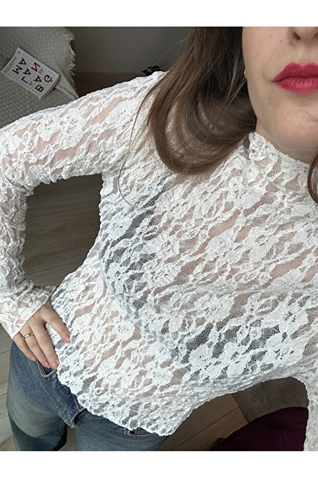 Beyaz Dantel Bluz - 2