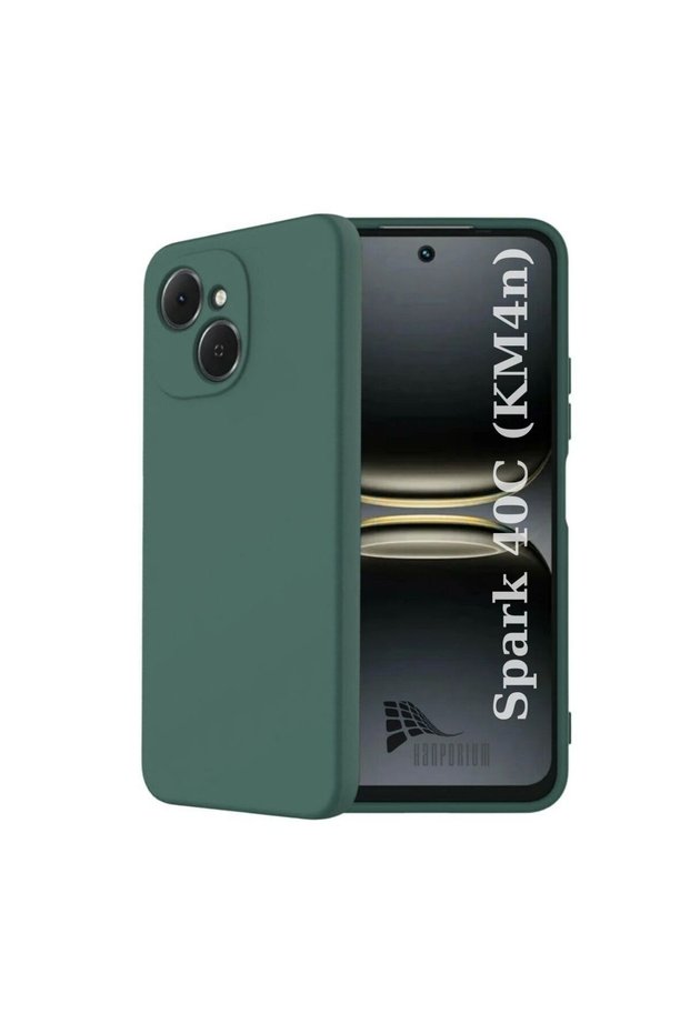 Tecno Spark 40C Km4N Compatible Silicone Case - Pastel Color Tone Flexible Cover with Camera Protection-Green