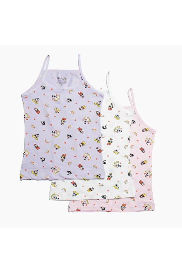 Girl's Powerpuff Girls Pattern 3-Piece Strapless Tank Top