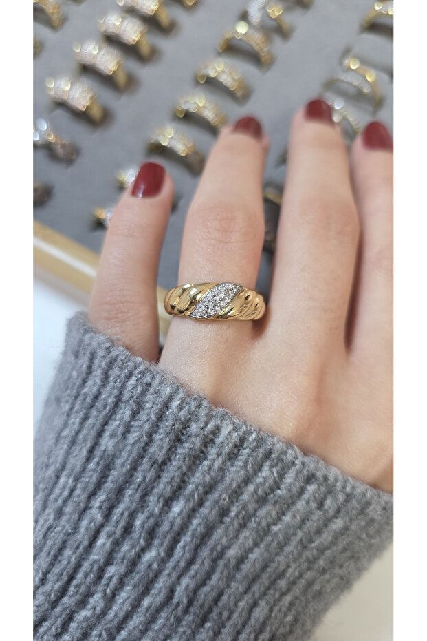 Premium Design Sparkling Women's Double Color Ring Adjustable Without Number