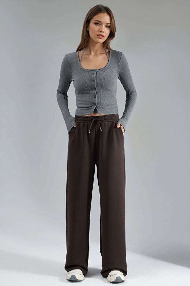 BUSEM Orta Bel Geniş Paça Modal Pantolon - 5