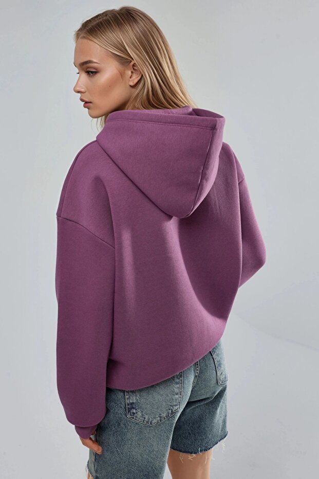 BUSEM Oversize Baskılı Kapüşonlu Sweatshirt - 4