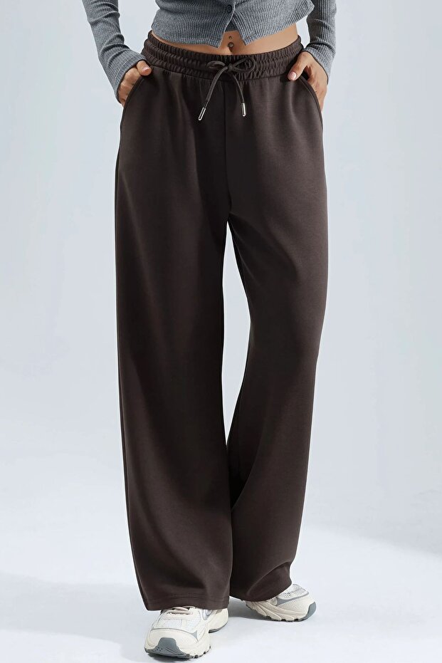 BUSEM Orta Bel Geniş Paça Modal Pantolon - 1