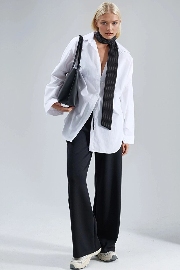 BUSEM Orta Bel Geniş Paça Modal Pantolon - 7